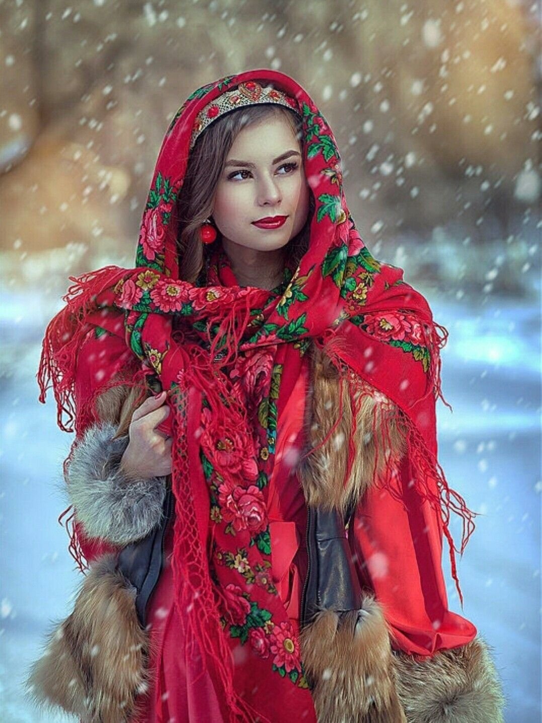 Beautiful girl Women in Slavic costumes in Washington